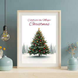 Póster de vacaciones de árbol de Navidad clásico