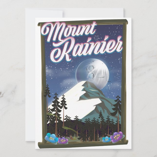 Poster de vacaciones de Mount Rainier. (Anverso)