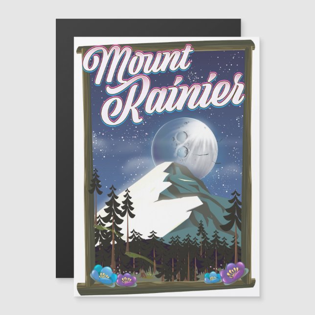 Poster de vacaciones de Mount Rainier. (Anverso/Reverso)