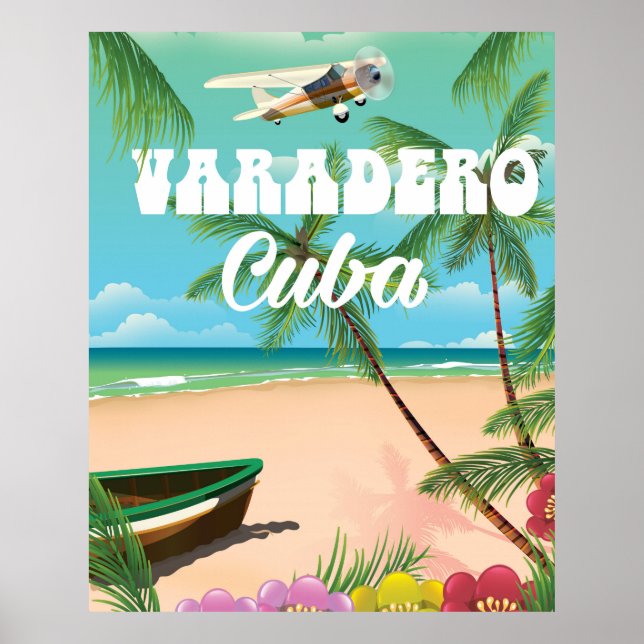 Póster de vacaciones de playa cubana Varadero (Frente)