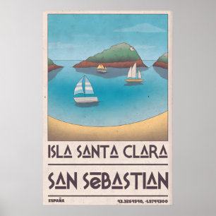 Póster de vacaciones en la isla Escena de bahía tr