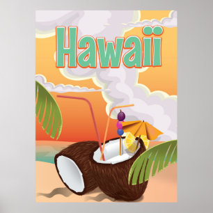 Póster de vacaciones en la playa de Hawái