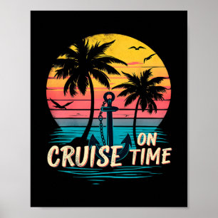 Póster De vacaciones retro en crucero