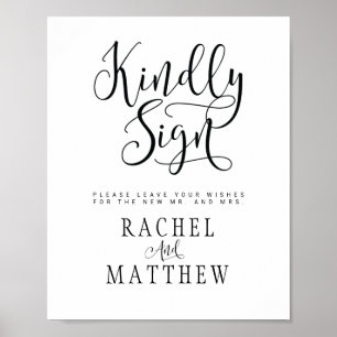 Poster de valor del libro de visitas Boda simple y