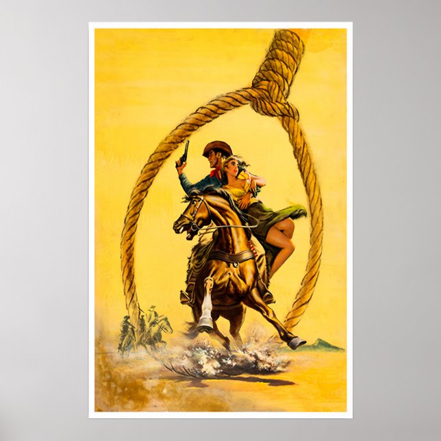 Póster de vaquero Arte de forajido occidental Impr (Frente)