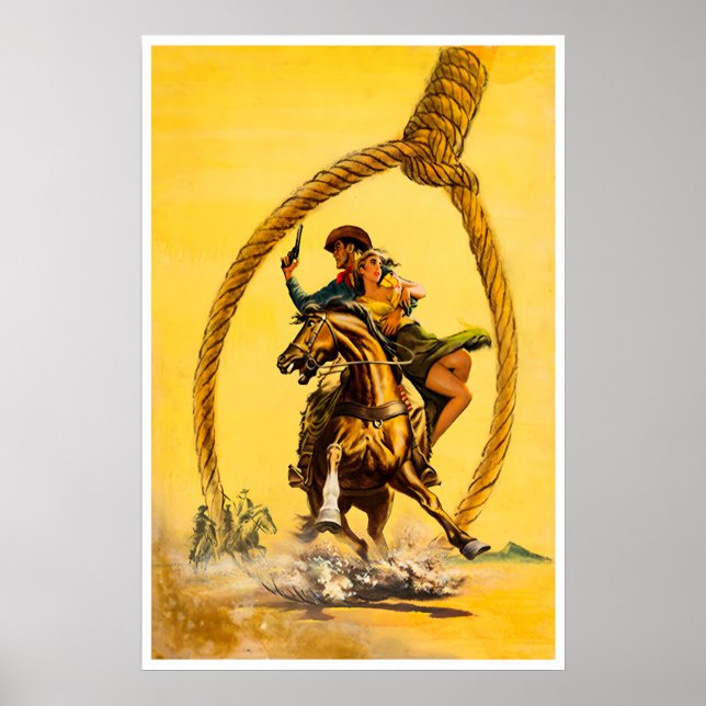 Póster de vaquero Arte de forajido occidental Impr (Frente)