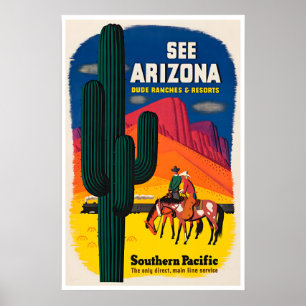 Póster de vaquero de arte de Arizona Western South