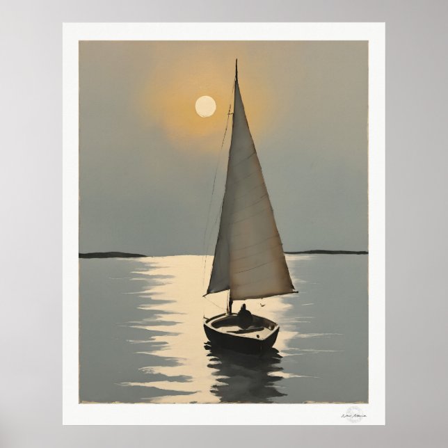 Póster de velero al atardecer (Frente)
