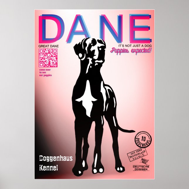 Póster de Venta de Cachorro Especial de Gran Danés (Frente)