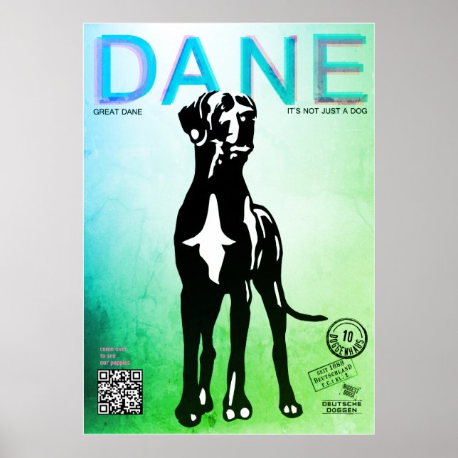 Póster de venta de cachorros de Gran Danés (Frente)