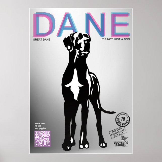 Póster de venta de cachorros de Gran Danés (Frente)