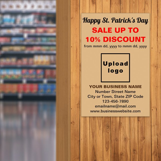 Póster de venta del Día de San Patricio de color m (Light brown St. Patrick's Day business sale poster)