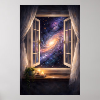 Póster de ventana a la galaxia