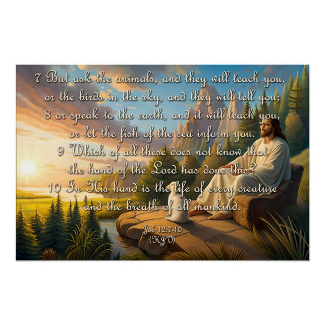 Poster de versos animales - Trabajo 12:7-10 (Anverso)