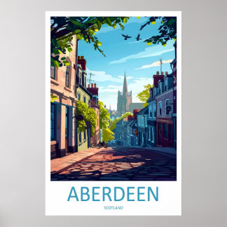 Póster de viaje a Aberdeen Parque de esquí vintage