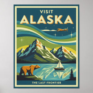 Póster de viaje a Alaska de mediados de siglo
