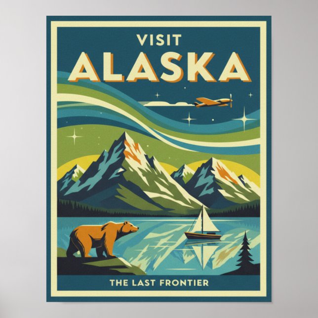Póster de viaje a Alaska de mediados de siglo (Frente)