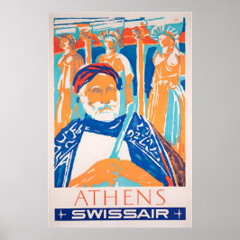 Póster de viaje a Atenas Grecia Arte Impresión Gri