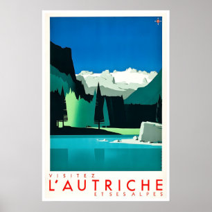 Póster de viaje a Austria Los Alpes Arte Impresión