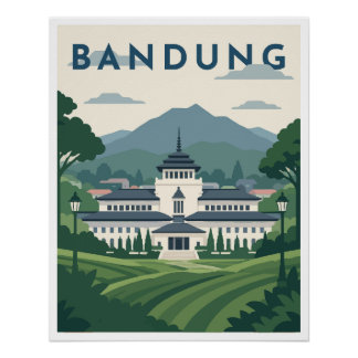 Póster de viaje a Bandung Indonesia