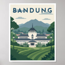 Póster de viaje a Bandung Indonesia
