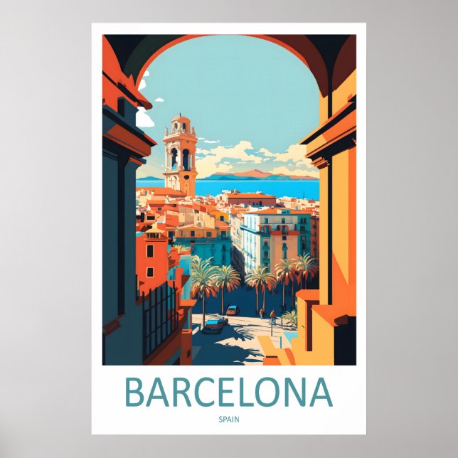 Póster de viaje a Barcelona España 1 (Frente)