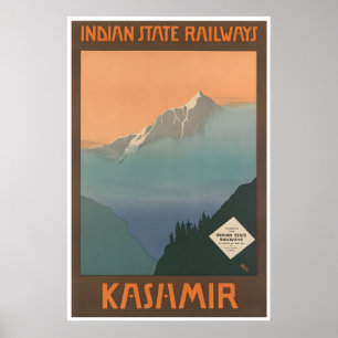 Póster de viaje a Cachemira Arte de la India Estad
