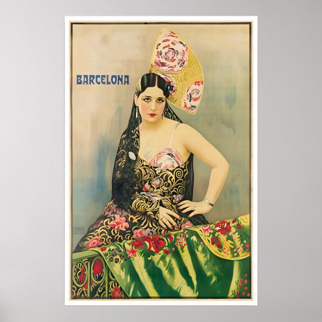Póster de viaje a España arte Barcelona impresión  (Frente)