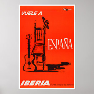 Póster de viaje a España Arte de guitarra española