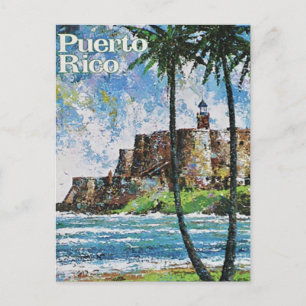 Póster de viaje a fortaleza de Puerto Rico Tarjeta