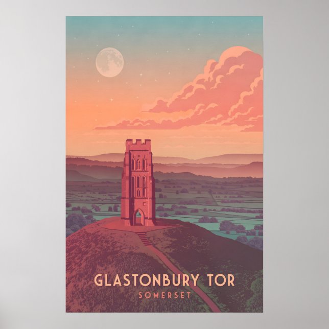 Póster de viaje a Glastonbury Tor (Frente)