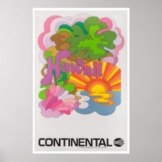 Póster de viaje a Hawái Arte hawaiano Continental