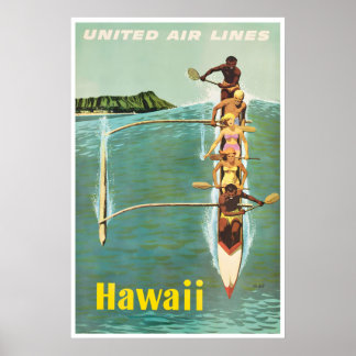 Póster de viaje a Hawái Impresión de surf hawaiano