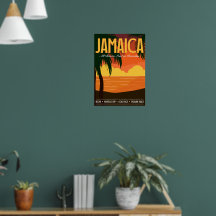 Póster de viaje a Jamaica inspirado en vintage