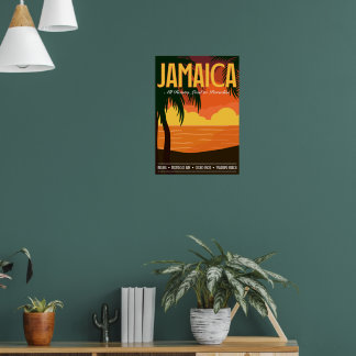 Póster de viaje a Jamaica inspirado en vintage