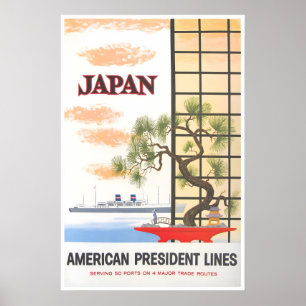 Póster de viaje a Japón American President Lines P