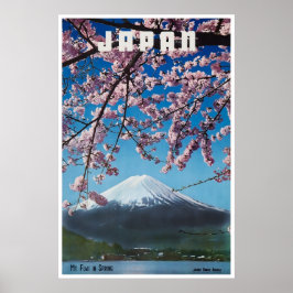 Póster de viaje a Japón Impresión de Mt Fuji Cerez