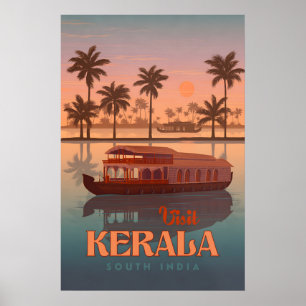 Póster de viaje a Kerala India