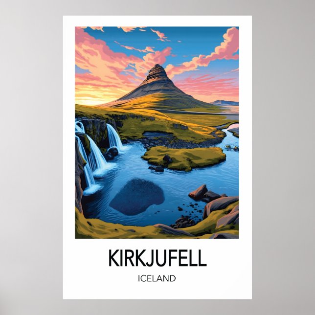 Póster de viaje a Kirkjufell Islandia (Frente)