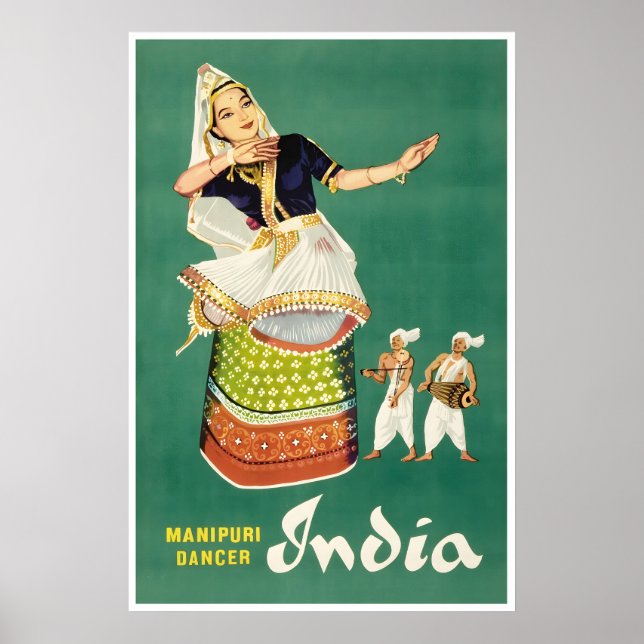 Póster de viaje a la India Impresión de arte de ba (Frente)