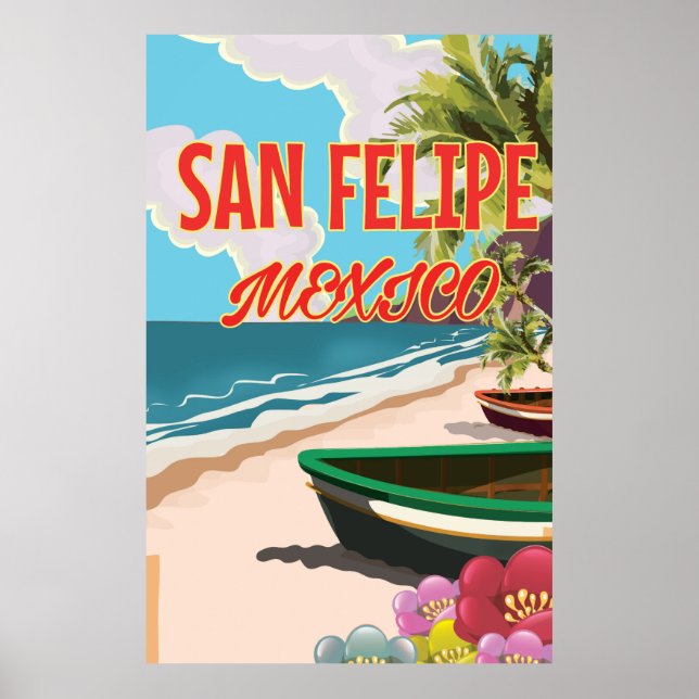 Póster de viaje a la playa de San Felipe México (Frente)