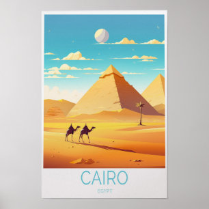 Póster de viaje a las pirámides de El Cairo Egipto