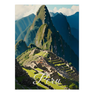 Póster de viaje a Machu Picchu Perú