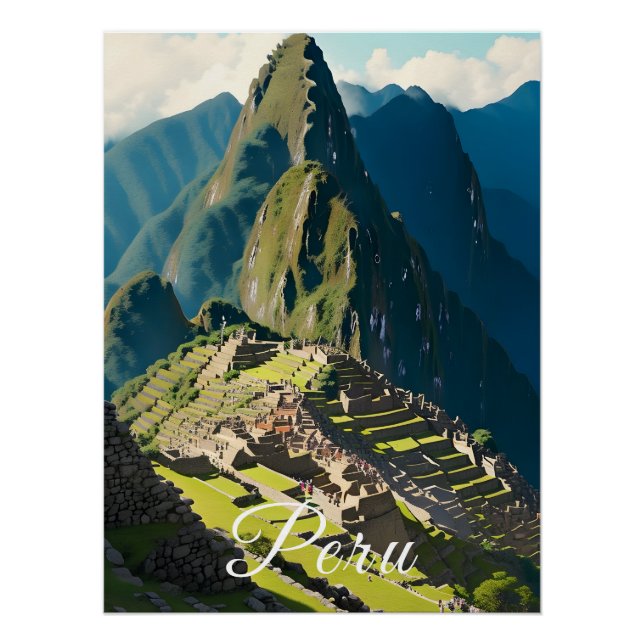Póster de viaje a Machu Picchu Perú (Anverso)