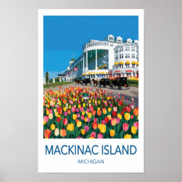 Póster de viaje a Mackinac Island Michigan