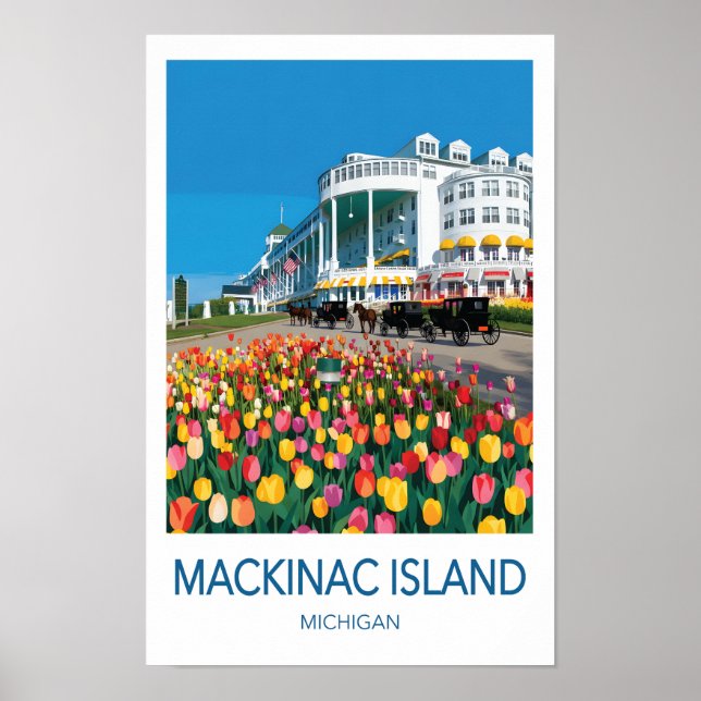 Póster de viaje a Mackinac Island Michigan (Frente)