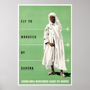 Póster de viaje a Marruecos Arte marroquí Aerolíne