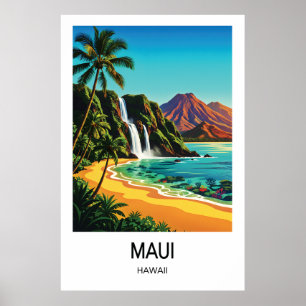 Póster de viaje a Maui, Hawái