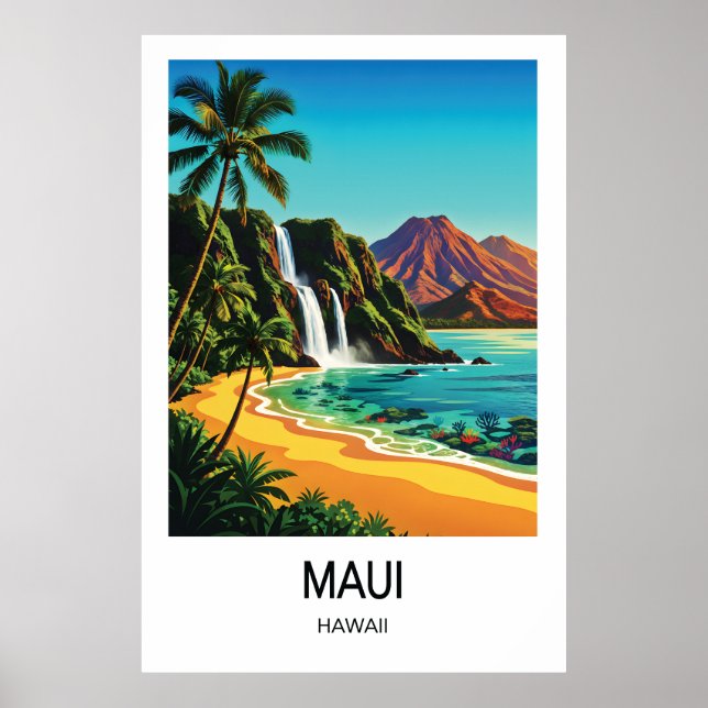 Póster de viaje a Maui, Hawái (Frente)