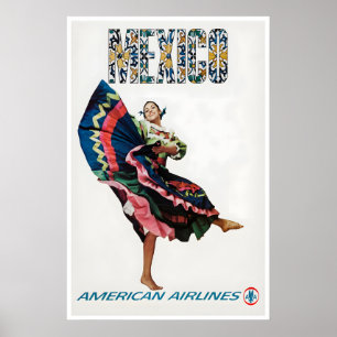 Póster de viaje a México Arte de danza folclórica